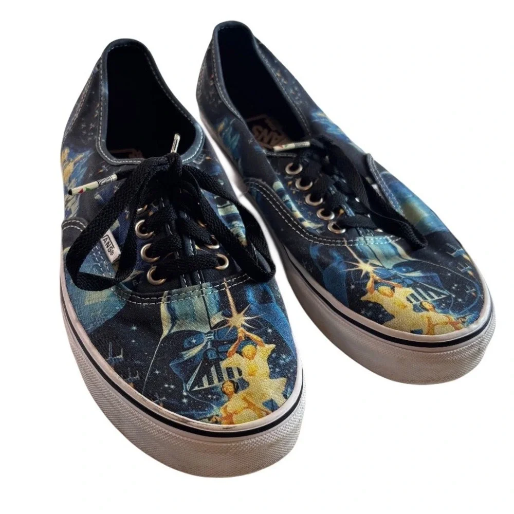 Vans Star Wars A New Hope Movie Sneakers M‎ 9 W 10.5 Jedi Saber Darth Vader Leia
